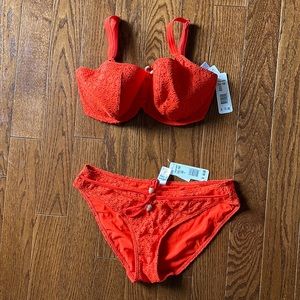 Brand new coral/red 34G/Large Freya bikini
